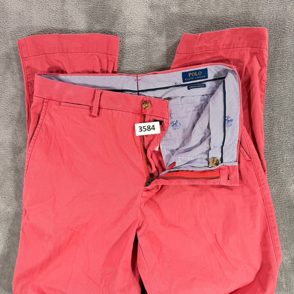 Polo Ralph Lauren Chinos Mens 32/32 Coral Pink Stretch Classic Fit Cotton Pants